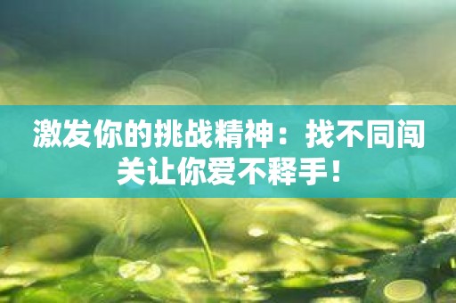 激发你的挑战精神：找不同闯关让你爱不释手！