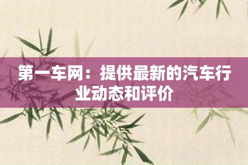 第一车网：提供最新的汽车行业动态和评价