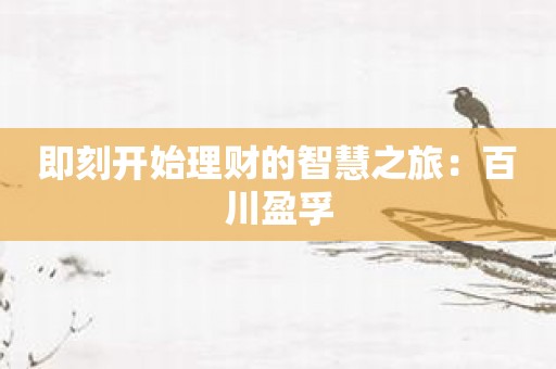 即刻开始理财的智慧之旅：百川盈孚