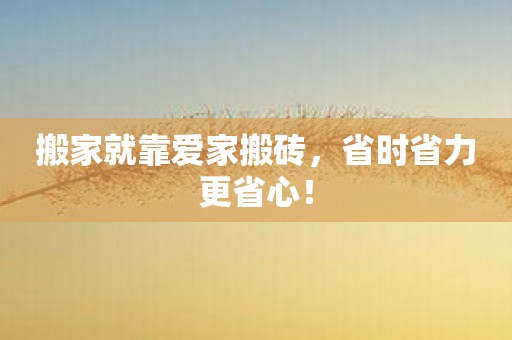 搬家就靠爱家搬砖，省时省力更省心！