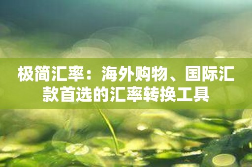 极简汇率：海外购物、国际汇款首选的汇率转换工具