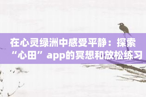 在心灵绿洲中感受平静：探索“心田”app的冥想和放松练习