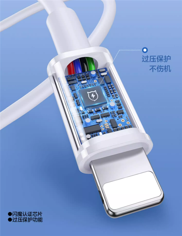 苹果MFi认证：闪魔iPhone lightning快充线29.8元大促