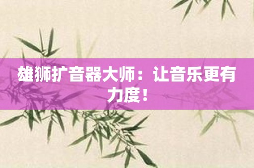 雄狮扩音器大师：让音乐更有力度！