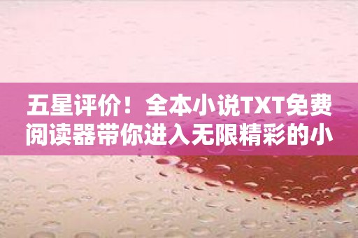 五星评价！全本小说TXT免费阅读器带你进入无限精彩的小说世界