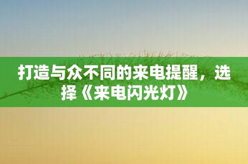 打造与众不同的来电提醒，选择《来电闪光灯》