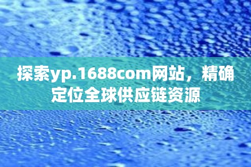 探索yp.1688com网站，精确定位全球供应链资源