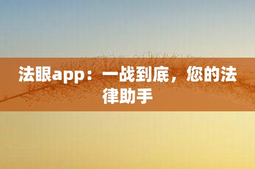 法眼app：一战到底，您的法律助手