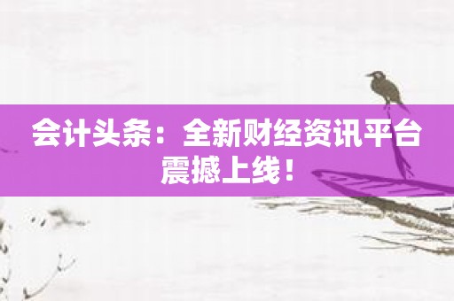 会计头条：全新财经资讯平台震撼上线！
