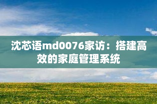沈芯语md0076家访：搭建高效的家庭管理系统