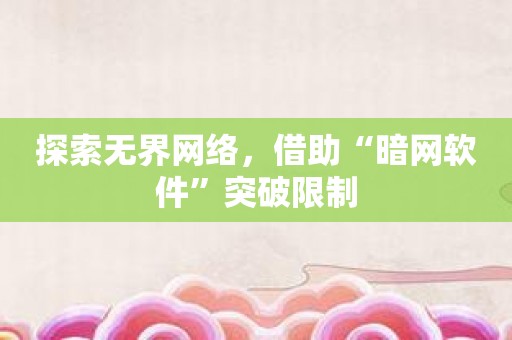 探索无界网络，借助“暗网软件”突破限制
