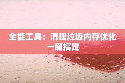 全能工具：清理垃圾内存优化一键搞定