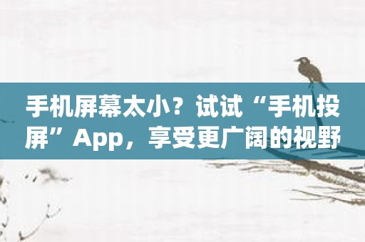 手机屏幕太小？试试“手机投屏”App，享受更广阔的视野