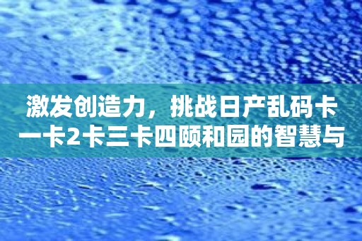 激发创造力，挑战日产乱码卡一卡2卡三卡四颐和园的智慧与技巧！