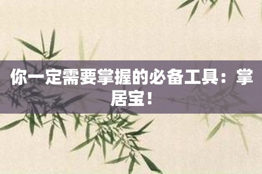 你一定需要掌握的必备工具：掌居宝！