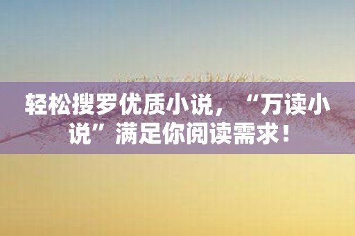 轻松搜罗优质小说，“万读小说”满足你阅读需求！