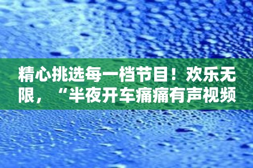 精心挑选每一档节目！欢乐无限，“半夜开车痛痛有声视频”等你解锁精彩！