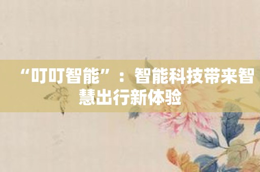 “叮叮智能”：智能科技带来智慧出行新体验