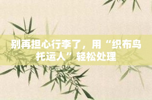 别再担心行李了，用“织布鸟托运人”轻松处理