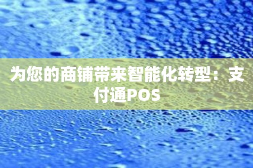 为您的商铺带来智能化转型：支付通POS