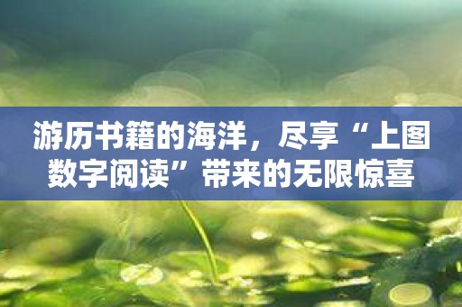 游历书籍的海洋，尽享“上图数字阅读”带来的无限惊喜
