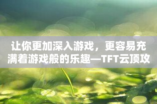 让你更加深入游戏，更容易充满着游戏般的乐趣—TFT云顶攻略助手