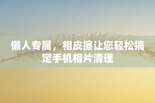 懒人专属，相皮擦让您轻松搞定手机相片清理