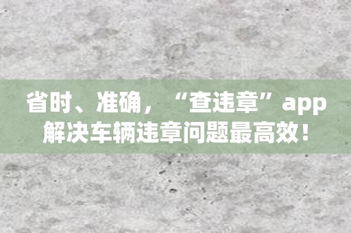 省时、准确，“查违章”app解决车辆违章问题最高效！