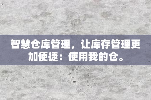 智慧仓库管理，让库存管理更加便捷：使用我的仓。