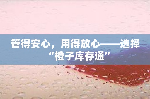 管得安心，用得放心——选择“橙子库存通”