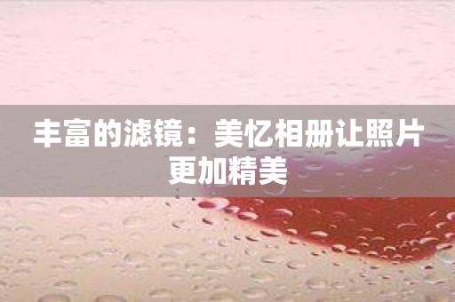丰富的滤镜：美忆相册让照片更加精美