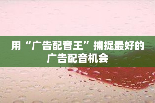 用“广告配音王”捕捉最好的广告配音机会