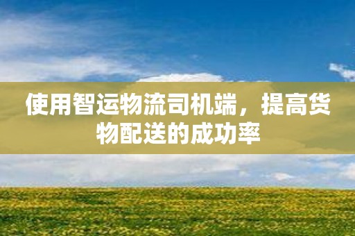 使用智运物流司机端，提高货物配送的成功率