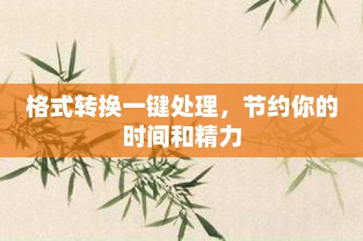 格式转换一键处理，节约你的时间和精力