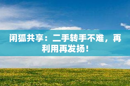 闲狐共享：二手转手不难，再利用再发扬！