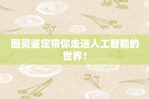 图灵鉴定带你走进人工智能的世界！