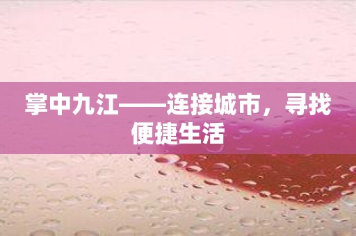 掌中九江——连接城市，寻找便捷生活