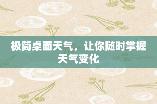 极简桌面天气，让你随时掌握天气变化
