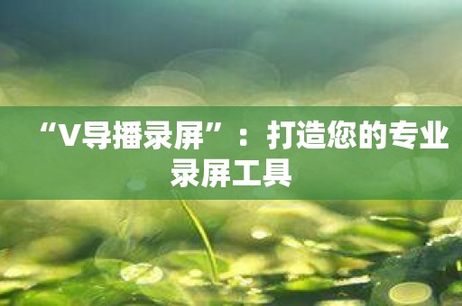 “V导播录屏”：打造您的专业录屏工具