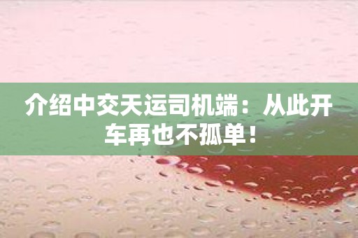 介绍中交天运司机端：从此开车再也不孤单！