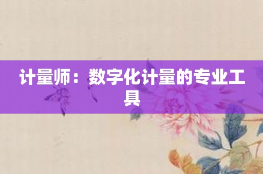 计量师：数字化计量的专业工具