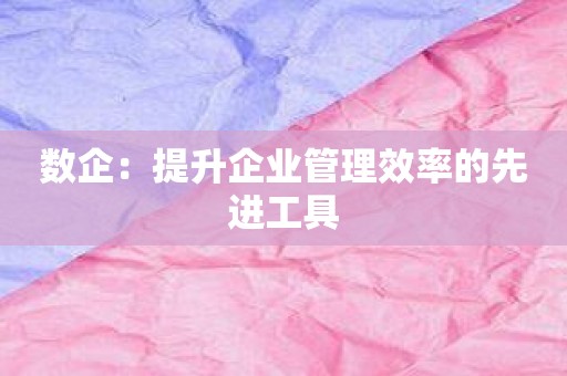 数企：提升企业管理效率的先进工具