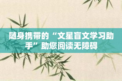 随身携带的“文星盲文学习助手”助您阅读无障碍