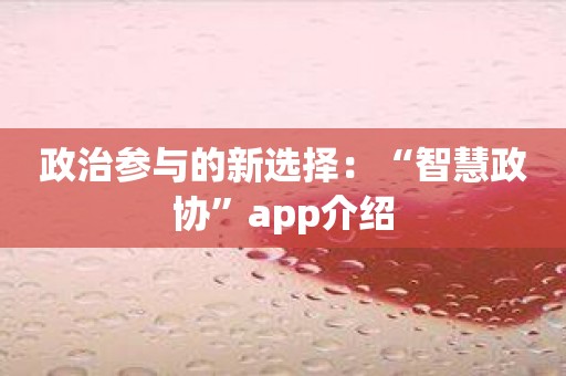 政治参与的新选择：“智慧政协”app介绍