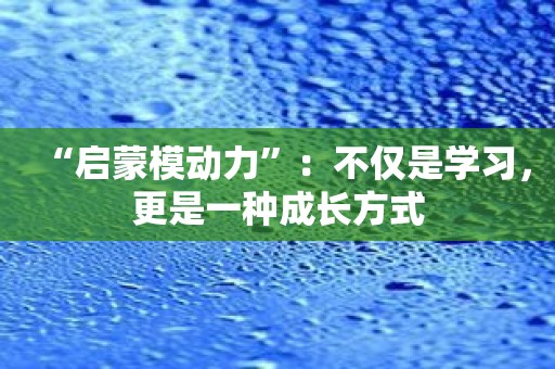 “启蒙模动力”：不仅是学习，更是一种成长方式