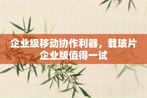 企业级移动协作利器，载玻片企业版值得一试