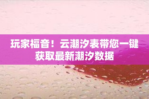 玩家福音！云潮汐表带您一键获取最新潮汐数据