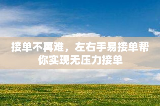 接单不再难，左右手易接单帮你实现无压力接单