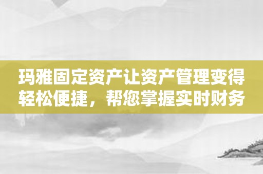 玛雅固定资产让资产管理变得轻松便捷，帮您掌握实时财务状况