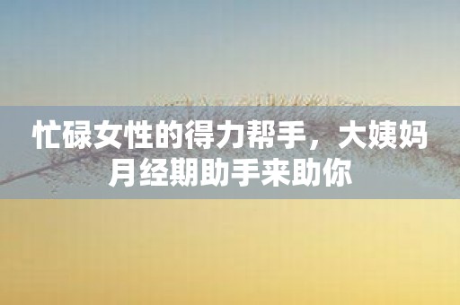 忙碌女性的得力帮手，大姨妈月经期助手来助你
